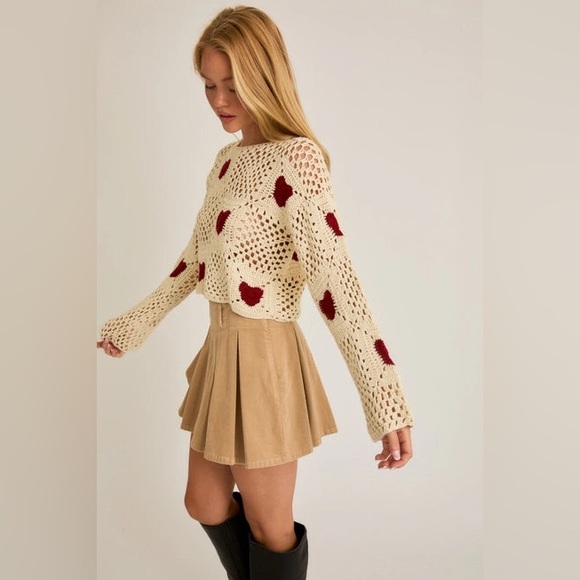 Crochet Heart Sweater Top - Le Lis - Picture 2 of 8